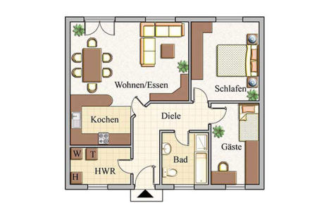 Erdgeschoss - Bungalow Konzept B 100