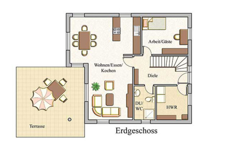 Erdgeschoss - Stadtvilla Konzept V 130