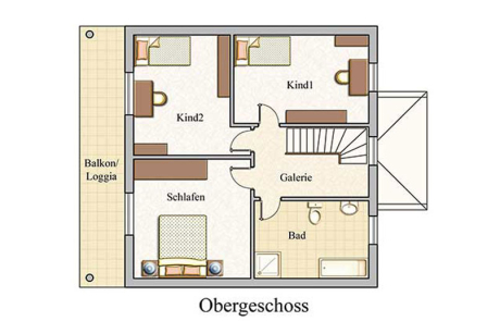 Obergeschoss - Stadtvilla Konzept V 130