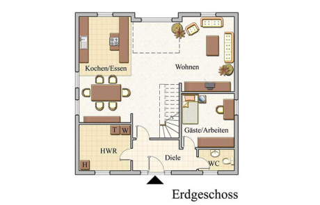 Erdgeschoss - Stadtvilla Konzept V 200